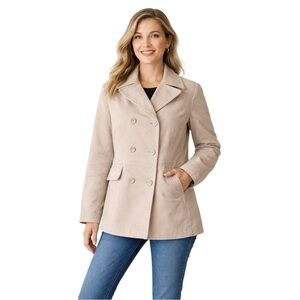 Vintage GAP Beige Double Breasted Cropped Trench Coat Jacket Size M Beige Tan